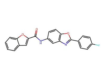 N-[2-(4-fluorophenyl)-1,3-benzoxazol-5-yl]-1-benzofuran-2-carboxamide structure