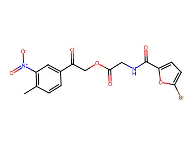 [2-(4-methyl-3-nitrophenyl)-2-oxoethyl] 2-[(5-bromofuran-2-carbonyl)amino]acetate structure