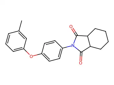 2-[4-(3-methylphenoxy)phenyl]hexahydro-1H-isoindole-1,3(2H)-dione structure