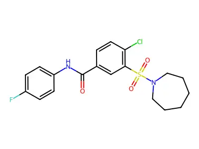 3-(azepan-1-ylsulfonyl)-4-chloro-N-(4-fluorophenyl)benzamide structure