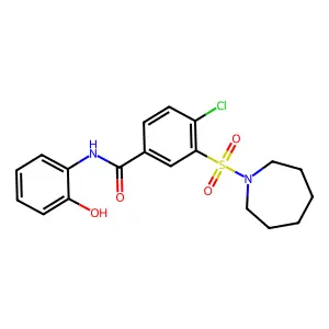 3-(azepan-1-ylsulfonyl)-4-chloro-N-(2-hydroxyphenyl)benzamide structure