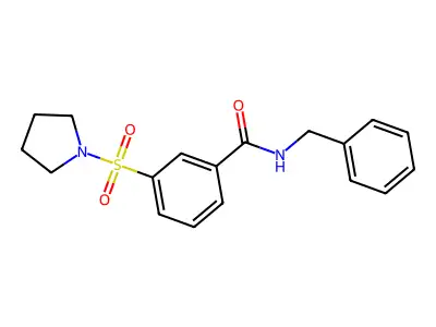 N-benzyl-3-(pyrrolidine-1-sulfonyl)benzamide structure
