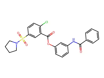 3-(Benzoylamino)phenyl 2-chloro-5-(1-pyrrolidinylsulfonyl)benzoate structure