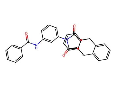 N-[3-(16,18-dioxo-17-azapentacyclo[6.6.5.0~2,7~.0~9,14~.0~15,19~]nonadeca-2,4,6,9,11,13-hexaen-17-yl)phenyl]benzamide (non-preferred name) structure