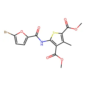 Dimethyl 5-[(5-bromofuran-2-carbonyl)amino]-3-methylthiophene-2,4-dicarboxylate structure