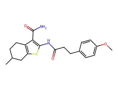 2-{[3-(4-methoxyphenyl)propanoyl]amino}-6-methyl-4,5,6,7-tetrahydro-1-benzothiophene-3-carboxamide structure
