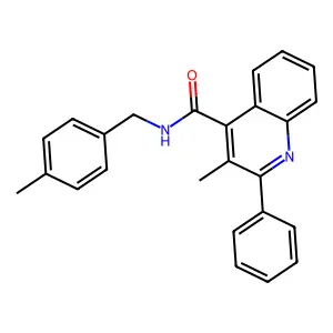 3-methyl-N-[(4-methylphenyl)methyl]-2-phenylquinoline-4-carboxamide structure