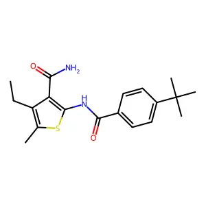 2-[(4-Tert-butylbenzoyl)amino]-4-ethyl-5-methylthiophene-3-carboxamide structure