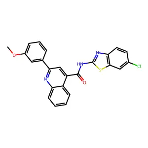 N-(6-chloro-1,3-benzothiazol-2-yl)-2-(3-methoxyphenyl)-4-quinolinecarboxamide structure