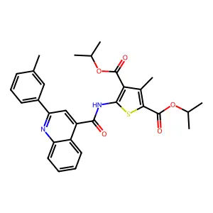 dipropan-2-yl 3-methyl-5-[[2-(3-methylphenyl)quinoline-4-carbonyl]amino]thiophene-2,4-dicarboxylate structure