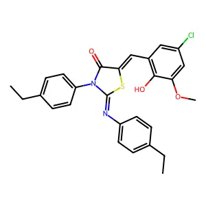 5-(5-chloro-2-hydroxy-3-methoxybenzylidene)-3-(4-ethylphenyl)-2-[(4-ethylphenyl)imino]-1,3-thiazolidin-4-one structure
