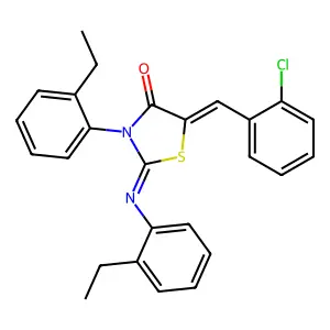 5-(2-chlorobenzylidene)-3-(2-ethylphenyl)-2-[(2-ethylphenyl)imino]-1,3-thiazolidin-4-one structure