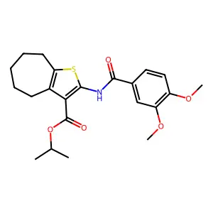 propan-2-yl 2-[(3,4-dimethoxybenzoyl)amino]-5,6,7,8-tetrahydro-4H-cyclohepta[b]thiophene-3-carboxylate structure