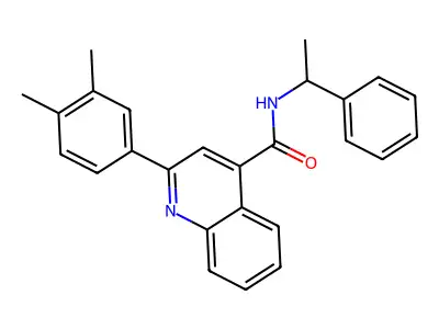2-(3,4-dimethylphenyl)-N-(1-phenylethyl)quinoline-4-carboxamide structure
