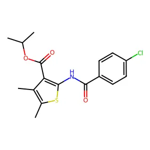 Isopropyl 2-[(4-chlorobenzoyl)amino]-4,5-dimethyl-3-thiophenecarboxylate structure