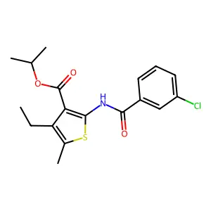 Isopropyl 2-[(3-chlorobenzoyl)amino]-4-ethyl-5-methyl-3-thiophenecarboxylate structure