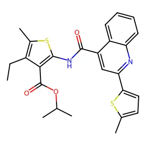isopropyl 4-ethyl-5-methyl-2-({[2-(5-methyl-2-thienyl)-4-quinolinyl]carbonyl}amino)-3-thiophenecarboxylate structure