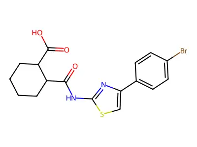 2-{[4-(4-Bromophenyl)-1,3-thiazol-2-yl]carbamoyl}cyclohexanecarboxylic acid structure