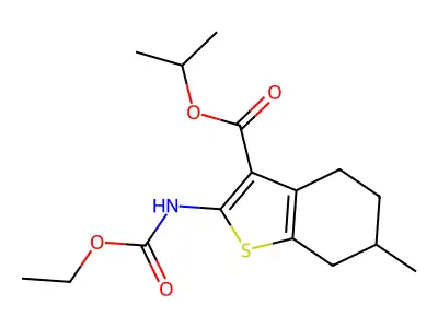 propan-2-yl 2-(ethoxycarbonylamino)-6-methyl-4,5,6,7-tetrahydro-1-benzothiophene-3-carboxylate structure