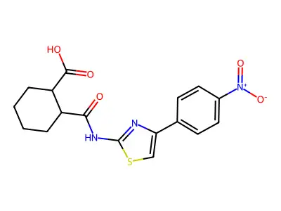2-{[4-(4-Nitrophenyl)-1,3-thiazol-2-yl]carbamoyl}cyclohexanecarboxylic acid structure