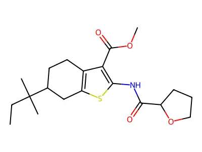 methyl 6-(2-methylbutan-2-yl)-2-(oxolane-2-carbonylamino)-4,5,6,7-tetrahydro-1-benzothiophene-3-carboxylate structure