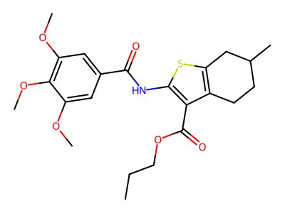 propyl 6-methyl-2-[(3,4,5-trimethoxybenzoyl)amino]-4,5,6,7-tetrahydro-1-benzothiophene-3-carboxylate structure