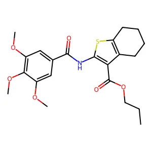 propyl 2-[(3,4,5-trimethoxybenzoyl)amino]-4,5,6,7-tetrahydro-1-benzothiophene-3-carboxylate structure