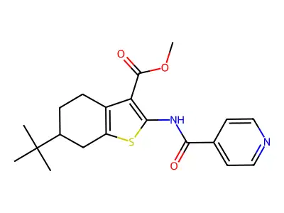 methyl 6-tert-butyl-2-(isonicotinoylamino)-4,5,6,7-tetrahydro-1-benzothiophene-3-carboxylate structure