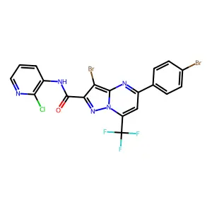 3-bromo-5-(4-bromophenyl)-N-(2-chloropyridin-3-yl)-7-(trifluoromethyl)pyrazolo[1,5-a]pyrimidine-2-carboxamide structure