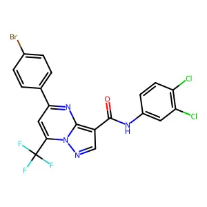 5-(4-bromophenyl)-N-(3,4-dichlorophenyl)-7-(trifluoromethyl)pyrazolo[1,5-a]pyrimidine-3-carboxamide structure