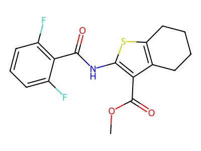 methyl 2-[(2,6-difluorobenzoyl)amino]-4,5,6,7-tetrahydro-1-benzothiophene-3-carboxylate structure