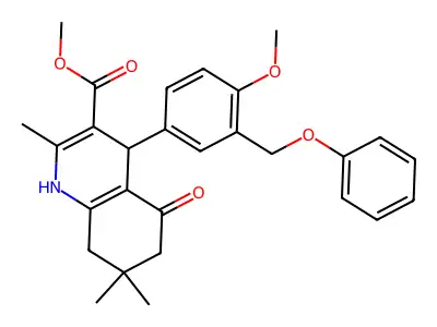 methyl 4-[4-methoxy-3-(phenoxymethyl)phenyl]-2,7,7-trimethyl-5-oxo-1,4,5,6,7,8-hexahydro-3-quinolinecarboxylate structure