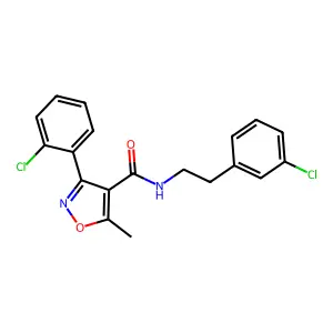 3-(2-chlorophenyl)-N-[2-(3-chlorophenyl)ethyl]-5-methyl-1,2-oxazole-4-carboxamide structure