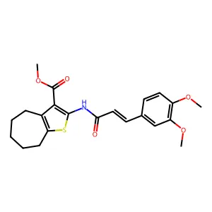 methyl 2-[[(E)-3-(3,4-dimethoxyphenyl)prop-2-enoyl]amino]-5,6,7,8-tetrahydro-4H-cyclohepta[b]thiophene-3-carboxylate structure