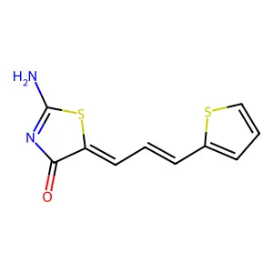 2-Imino-5-[3-(2-thienyl)-2-propenylidene]-1,3-thiazolidin-4-one structure