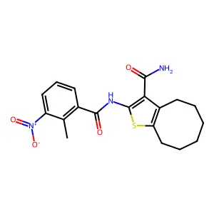 2-[(2-methyl-3-nitrobenzoyl)amino]-4,5,6,7,8,9-hexahydrocycloocta[b]thiophene-3-carboxamide structure