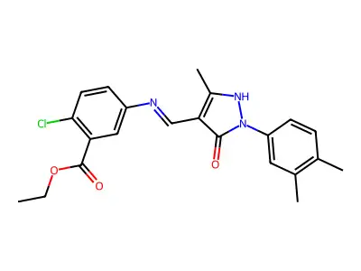 ethyl 2-chloro-5-({[1-(3,4-dimethylphenyl)-3-methyl-5-oxo-1,5-dihydro-4H-pyrazol-4-ylidene]methyl}amino)benzoate structure