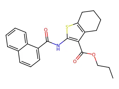 Propyl 2-(1-naphthoylamino)-4,5,6,7-tetrahydro-1-benzothiophene-3-carboxylate structure
