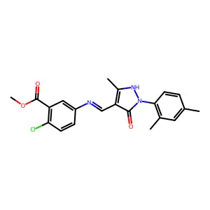 methyl 2-chloro-5-({[1-(2,4-dimethylphenyl)-3-methyl-5-oxo-1,5-dihydro-4H-pyrazol-4-ylidene]methyl}amino)benzoate structure