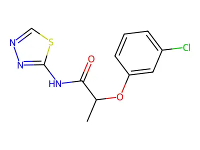 2-(3-chlorophenoxy)-N-(1,3,4-thiadiazol-2-yl)propanamide structure