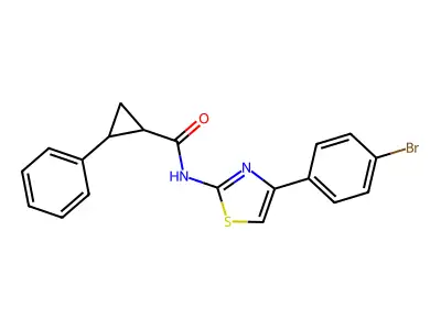 N-[4-(4-bromophenyl)-1,3-thiazol-2-yl]-2-phenylcyclopropanecarboxamide structure