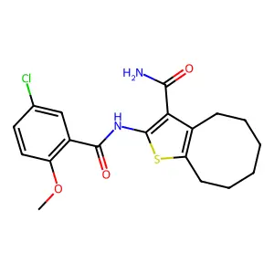 2-[(5-chloro-2-methoxybenzoyl)amino]-4,5,6,7,8,9-hexahydrocycloocta[b]thiophene-3-carboxamide structure