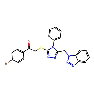 2-[[5-(benzotriazol-1-ylmethyl)-4-phenyl-1,2,4-triazol-3-yl]sulfanyl]-1-(4-bromophenyl)ethanone structure