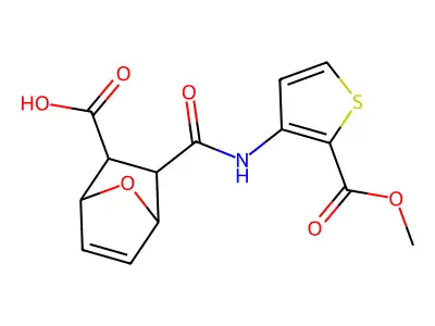 3-({[2-(methoxycarbonyl)-3-thienyl]amino}carbonyl)-7-oxabicyclo[2.2.1]hept-5-ene-2-carboxylic acid structure