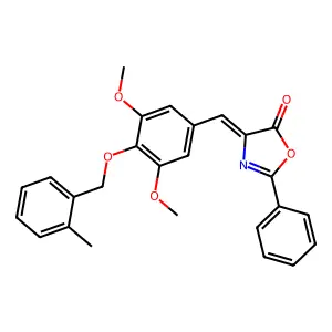 (4E)-4-[[3,5-dimethoxy-4-[(2-methylphenyl)methoxy]phenyl]methylidene]-2-phenyl-1,3-oxazol-5-one structure