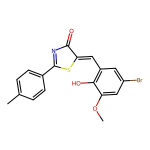 (5Z)-5-[(5-bromo-2-hydroxy-3-methoxyphenyl)methylidene]-2-(4-methylphenyl)-1,3-thiazol-4-one structure