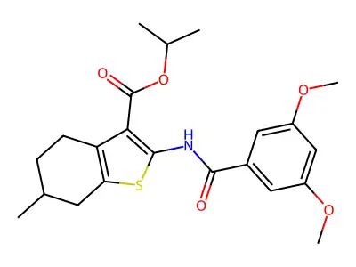 isopropyl 2-[(3,5-dimethoxybenzoyl)amino]-6-methyl-4,5,6,7-tetrahydro-1-benzothiophene-3-carboxylate structure
