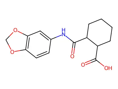 Cyclohexanecarboxylic acid, 2-[(1,3-benzodioxol-5-ylamino)carbonyl]- structure