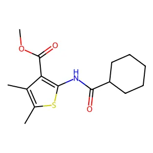 Methyl 2-(cyclohexanecarbonylamino)-4,5-dimethylthiophene-3-carboxylate structure