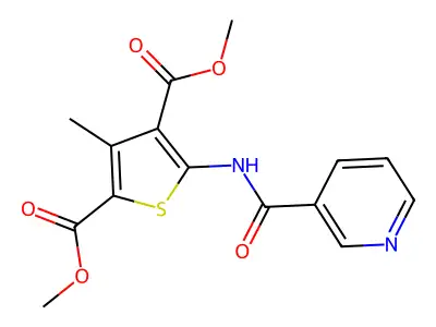 Dimethyl 3-methyl-5-[(pyridin-3-ylcarbonyl)amino]thiophene-2,4-dicarboxylate structure